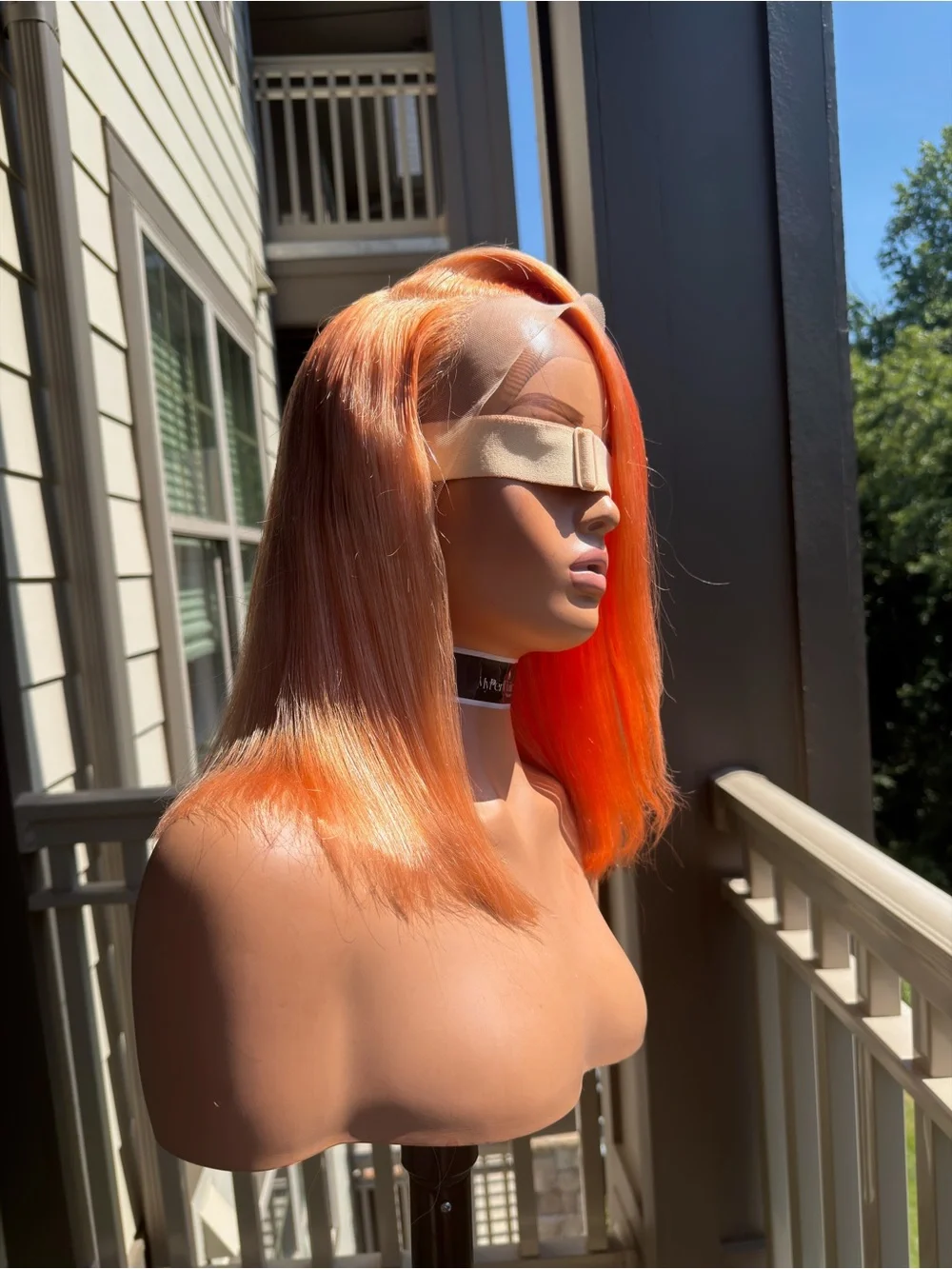 Orange Straight 14in 13x4 Lace Front Wig - Vibrant Orange Women's Human Hair